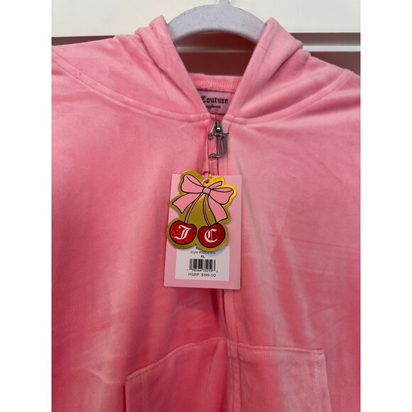 JUICY COUTURE Velour OG Bling Tracksuit Hoodie Pant Set Flamingo (Pink) Large  L - Picture 4 of 5